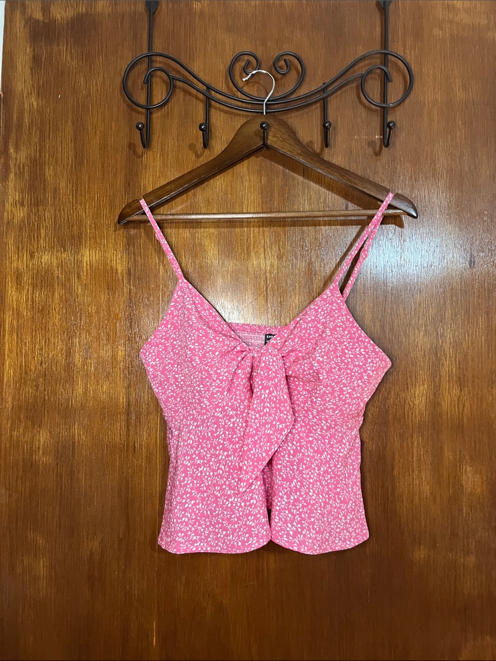 NWOT SHEIN Pink Floral Tie-Front Camisole